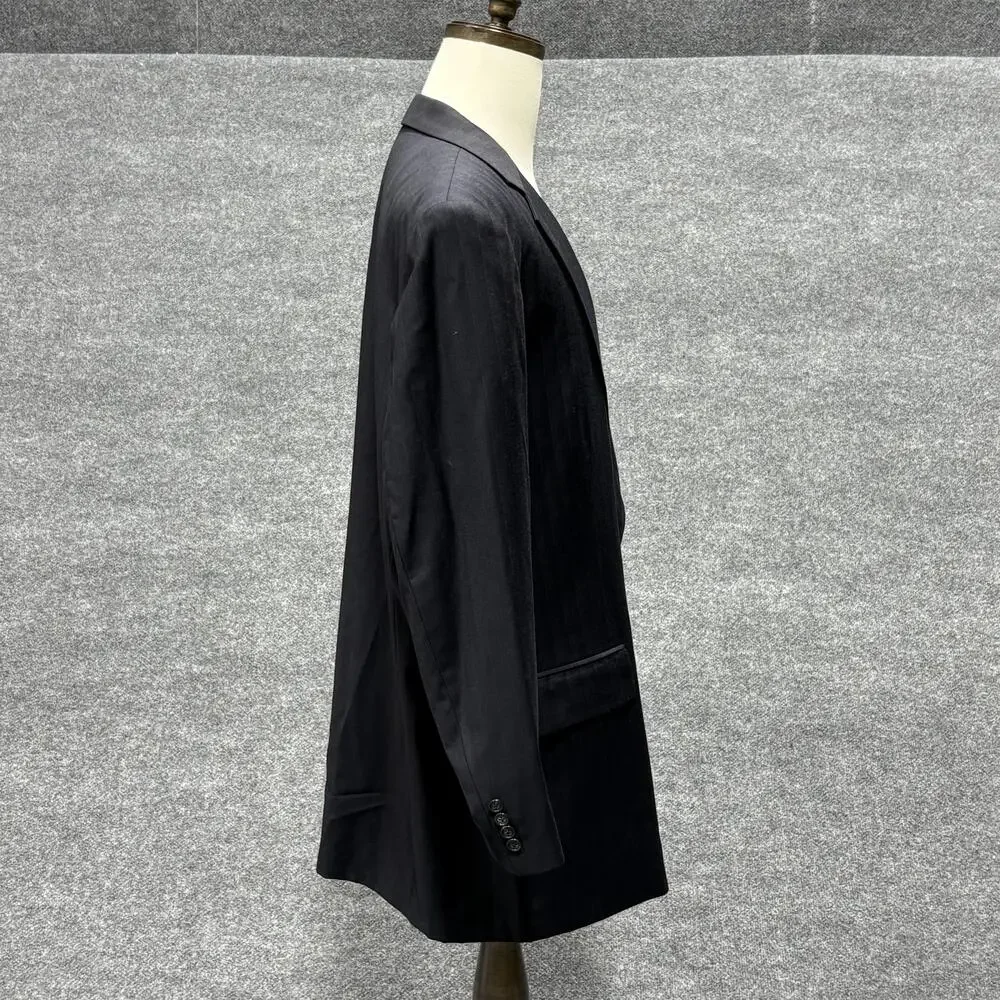 Hong Kong Grand Custom Clothes Blazer Mens 48 Charcoal Pinstripe 2 Button